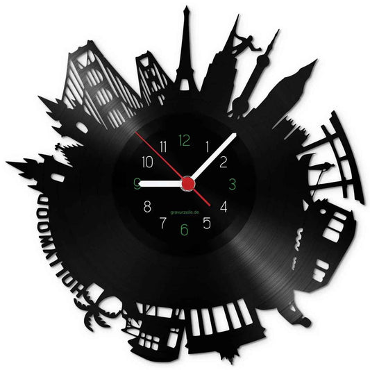 Wanduhr aus Vinyl Skyline World 2017