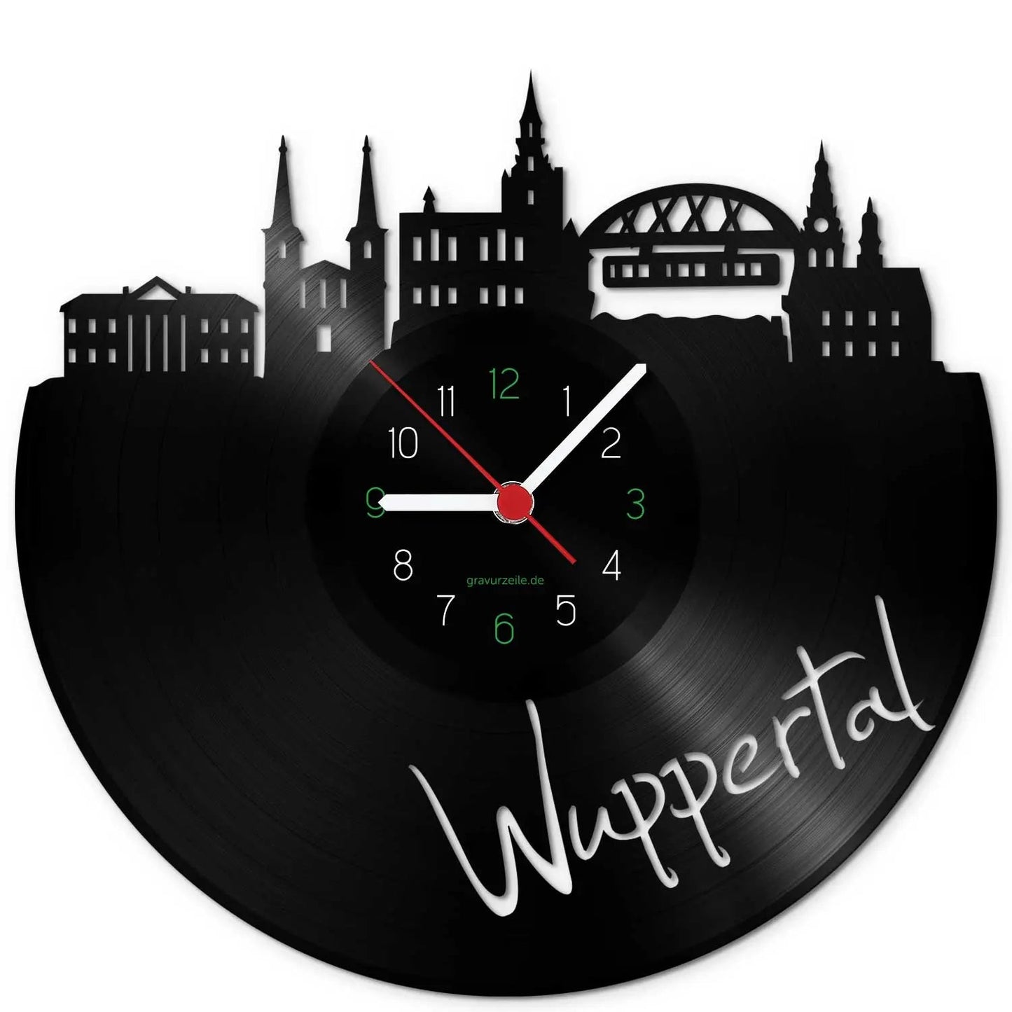 Wanduhr aus Vinyl Skyline Wuppertal