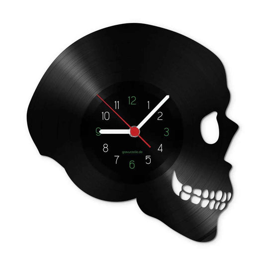 Wanduhr aus Vinyl Totenkopf