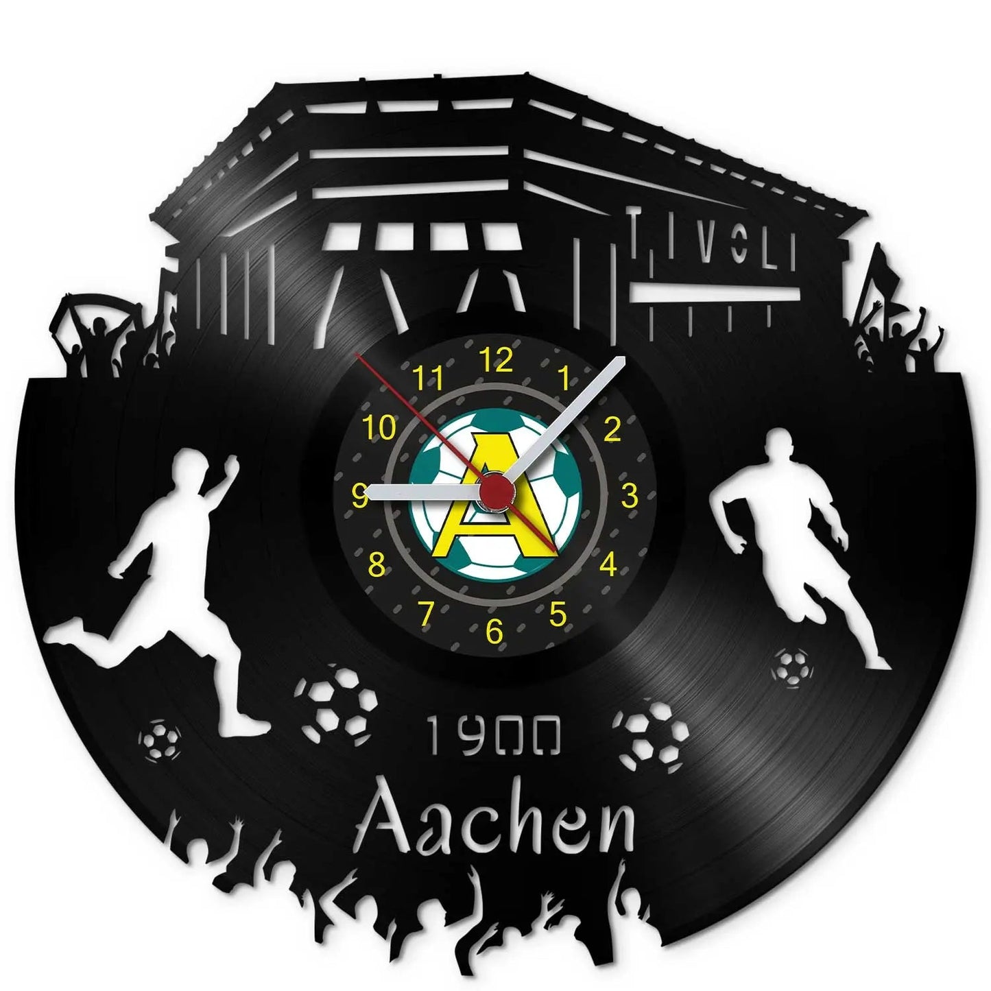 Fussball Wanduhr aus Vinyl Vereinsliebe Aachen