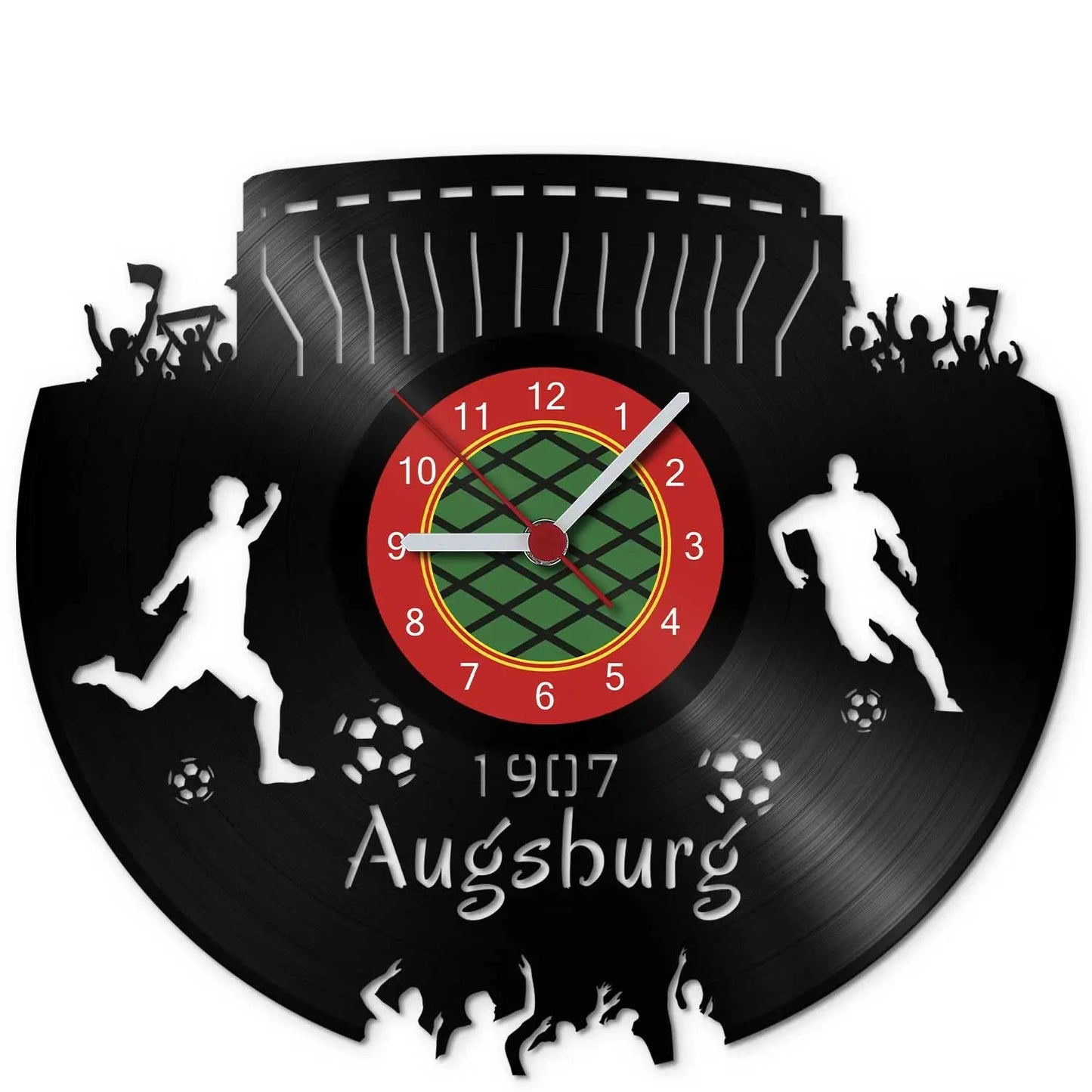 Fussball Wanduhr aus Vinyl Vereinsliebe Augsburg