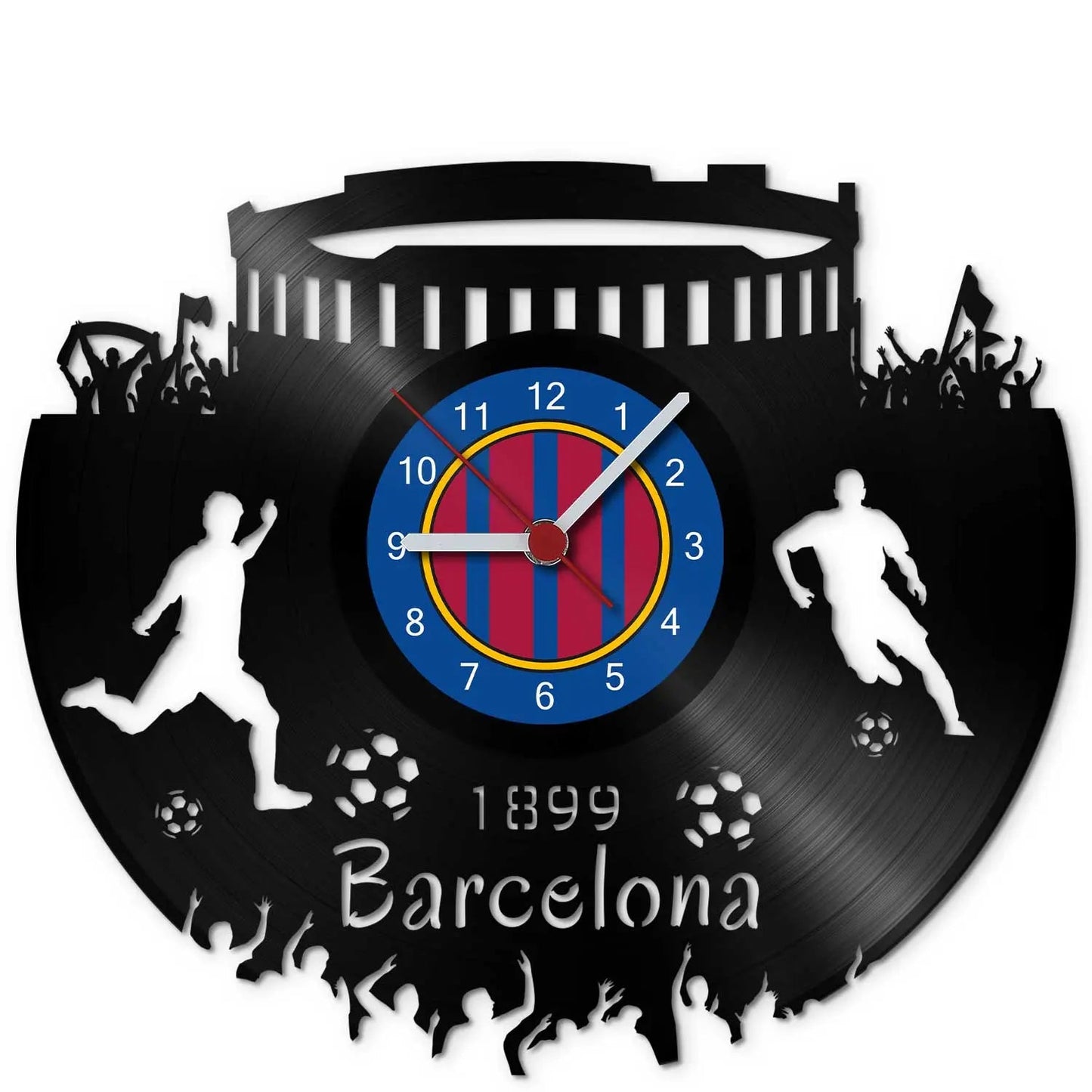 Fussball Wanduhr aus Vinyl Vereinsliebe Barcelona