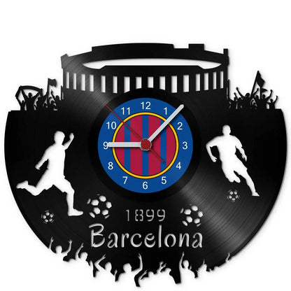 Fussball Wanduhr aus Vinyl Vereinsliebe Barcelona