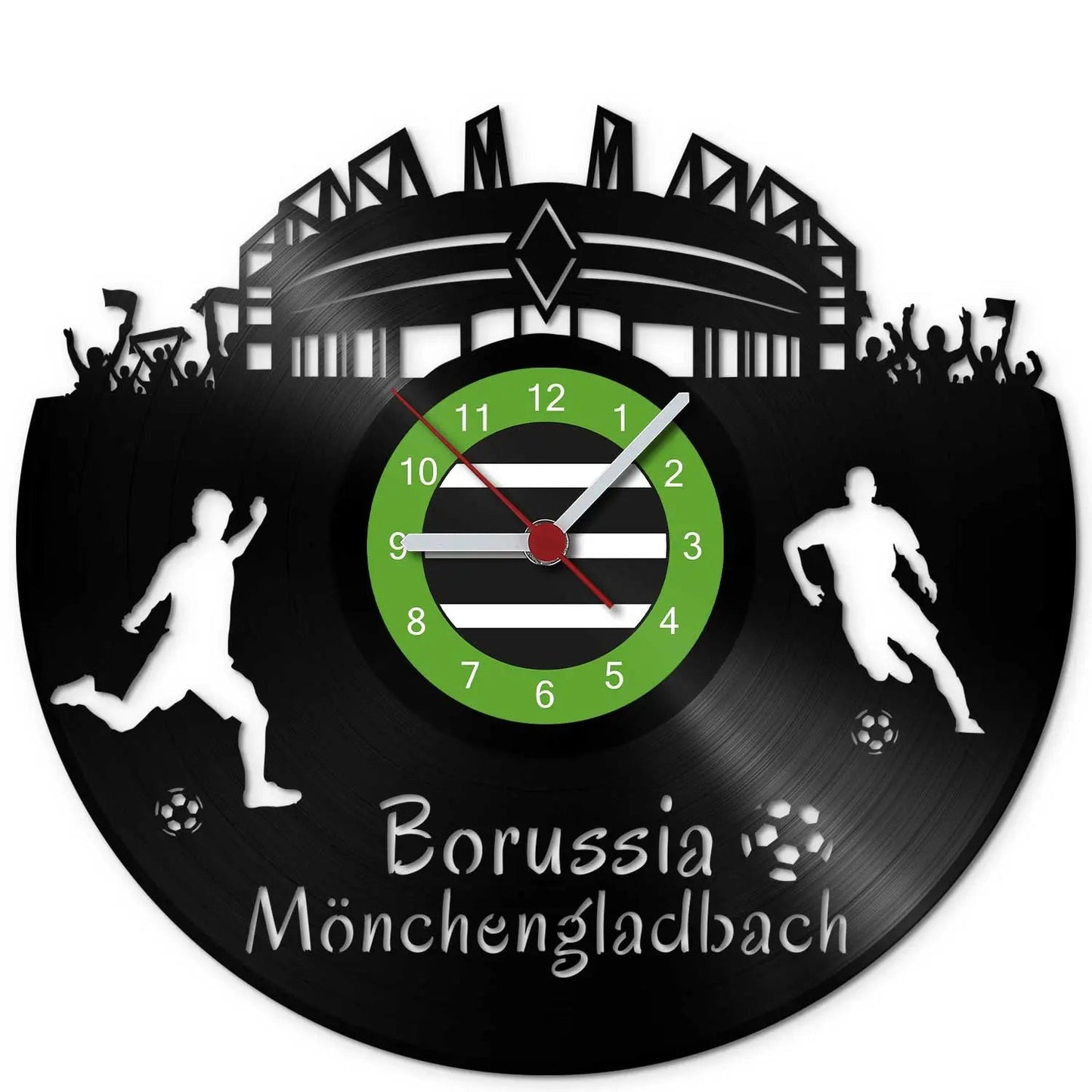 Fussball Wanduhr aus Vinyl Vereinsliebe Borussia Mönchengladbach