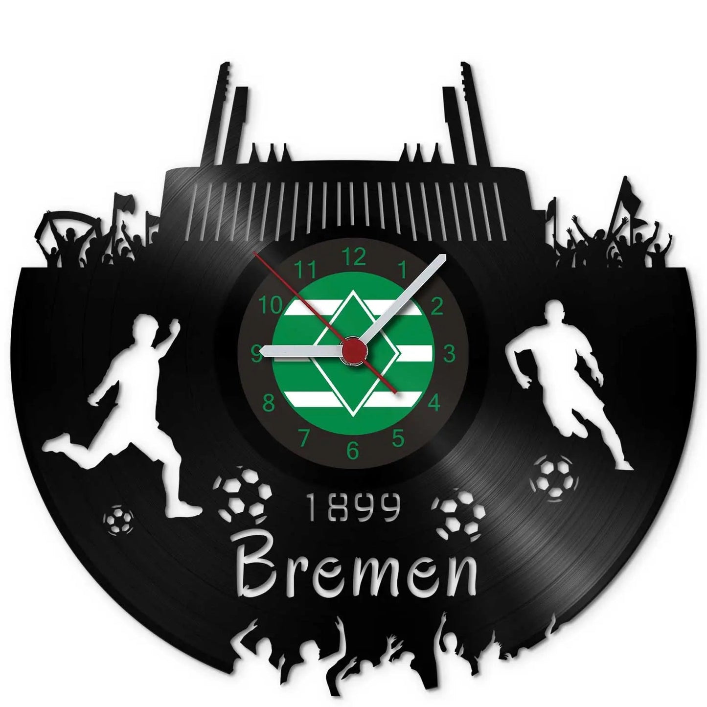 Fussball Wanduhr aus Vinyl Vereinsliebe Bremen