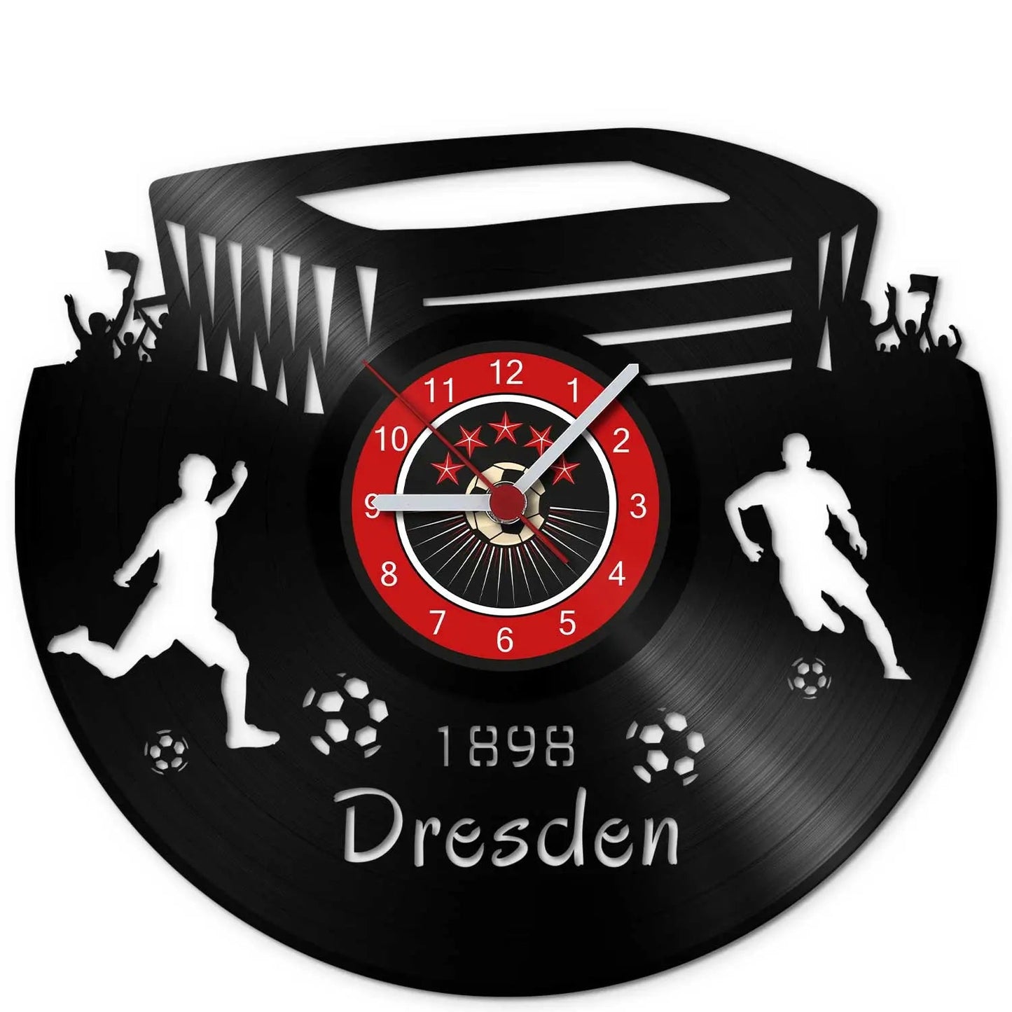 Fussball Wanduhr aus Vinyl Vereinsliebe Dresden