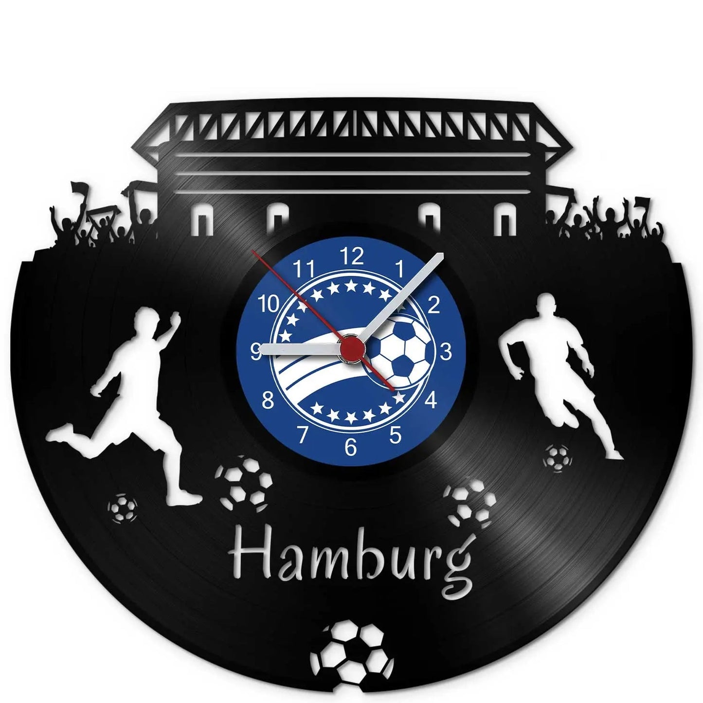 Fussball Wanduhr aus Vinyl Vereinsliebe Hamburg