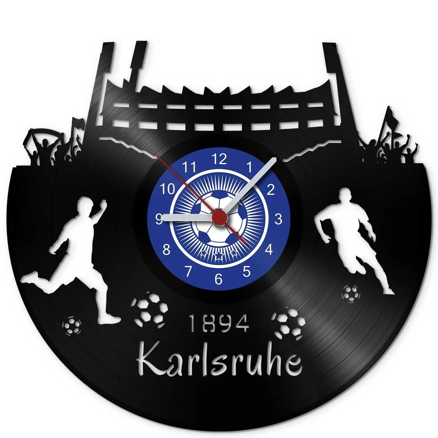 Fussball Wanduhr aus Vinyl Vereinsliebe Karlsruhe