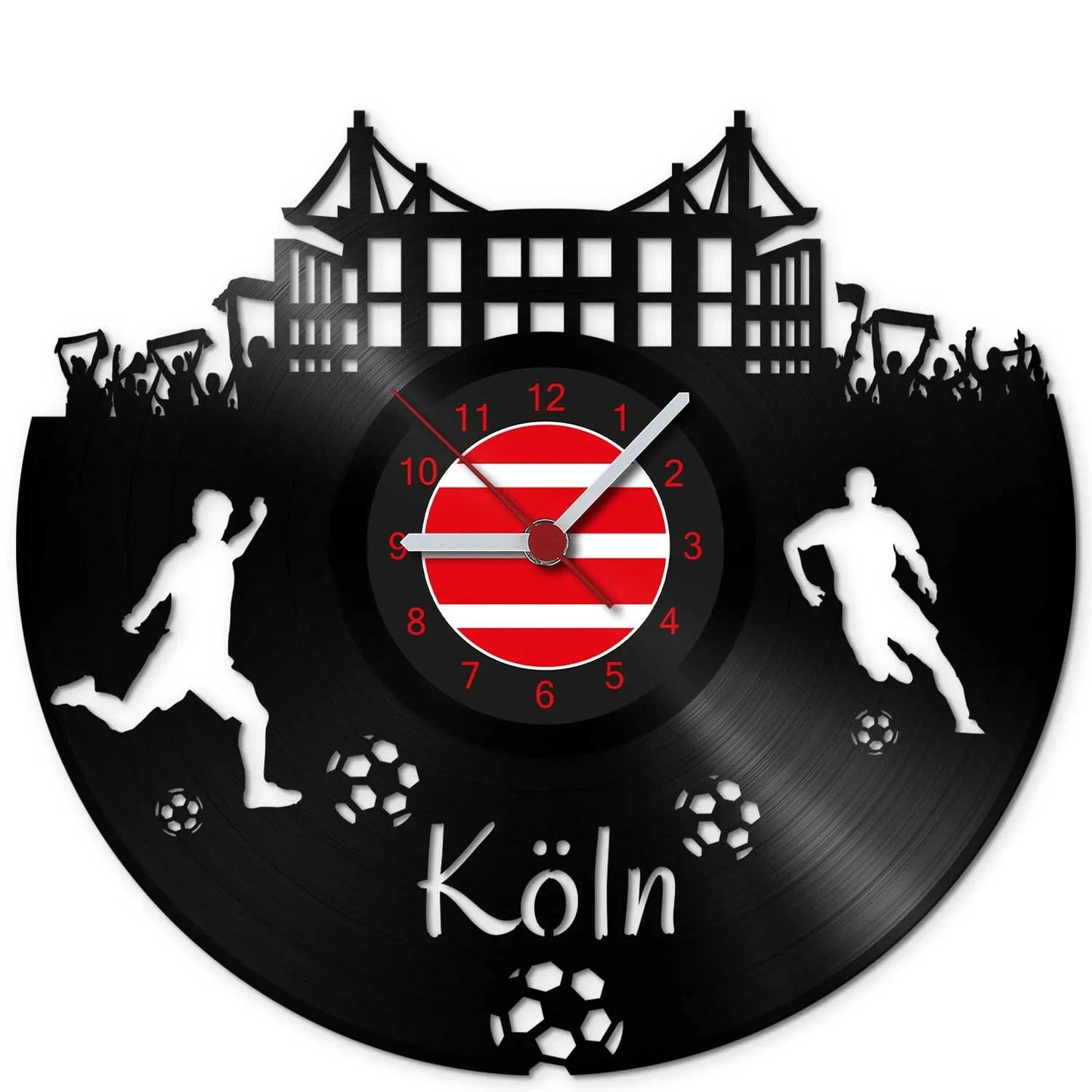 Fussball Wanduhr aus Vinyl Vereinsliebe Köln