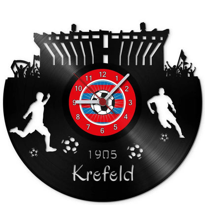 Fussball Wanduhr aus Vinyl Vereinsliebe Krefeld