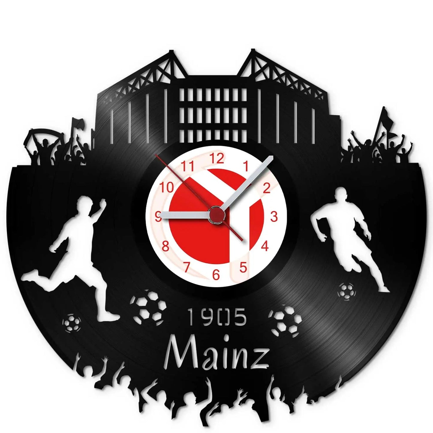 Fussball Wanduhr aus Vinyl Vereinsliebe Mainz