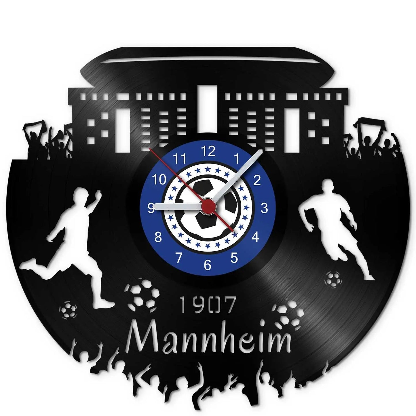 Fussball Wanduhr aus Vinyl Vereinsliebe Mannheim
