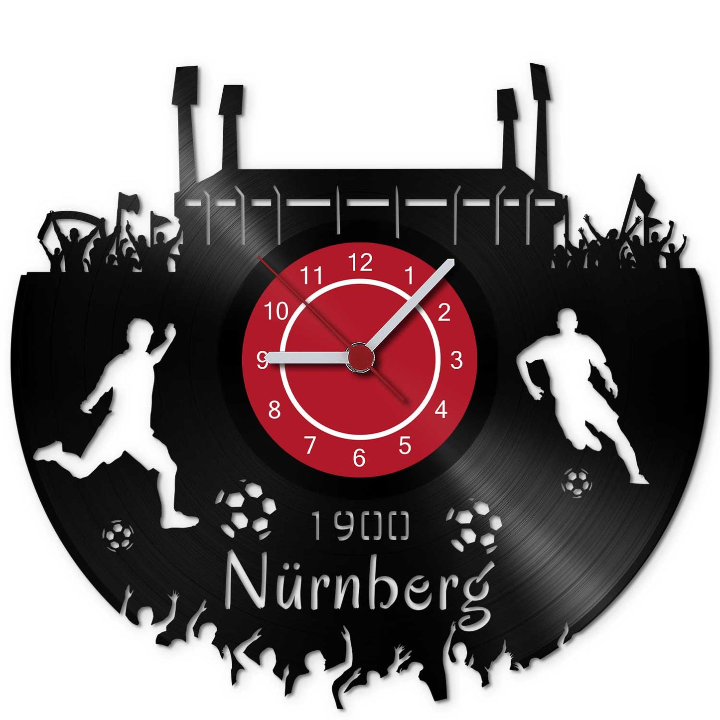 Fussball Wanduhr aus Vinyl Vereinsliebe Nürnberg