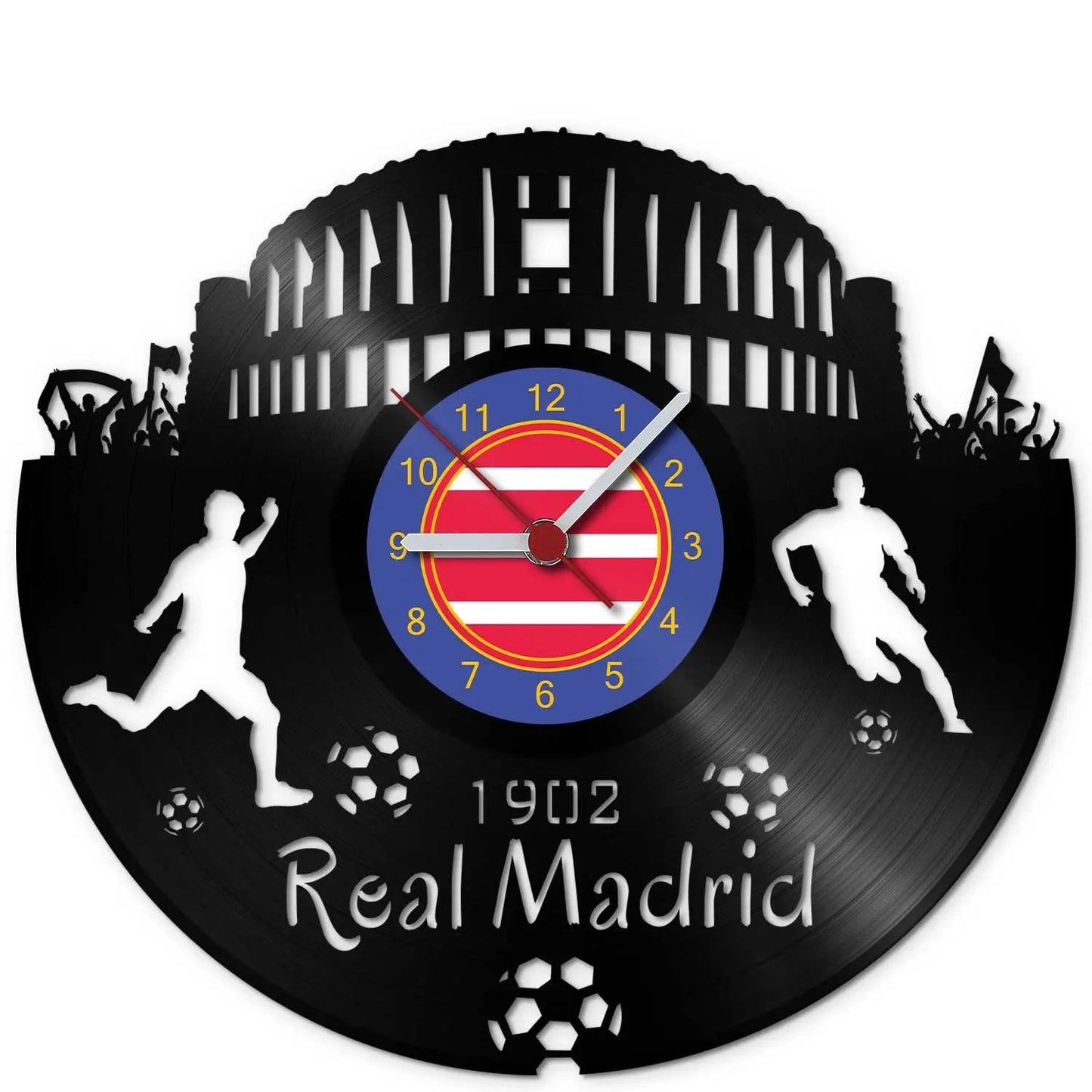 Fussball Wanduhr aus Vinyl Vereinsliebe Real Madrid