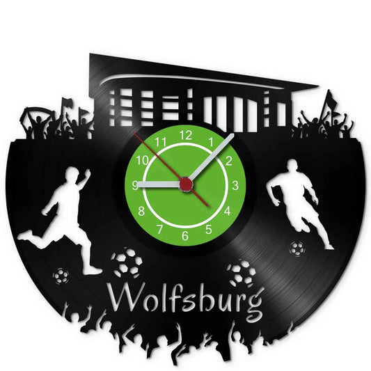Fussball Wanduhr aus Vinyl Vereinsliebe Wolfsburg