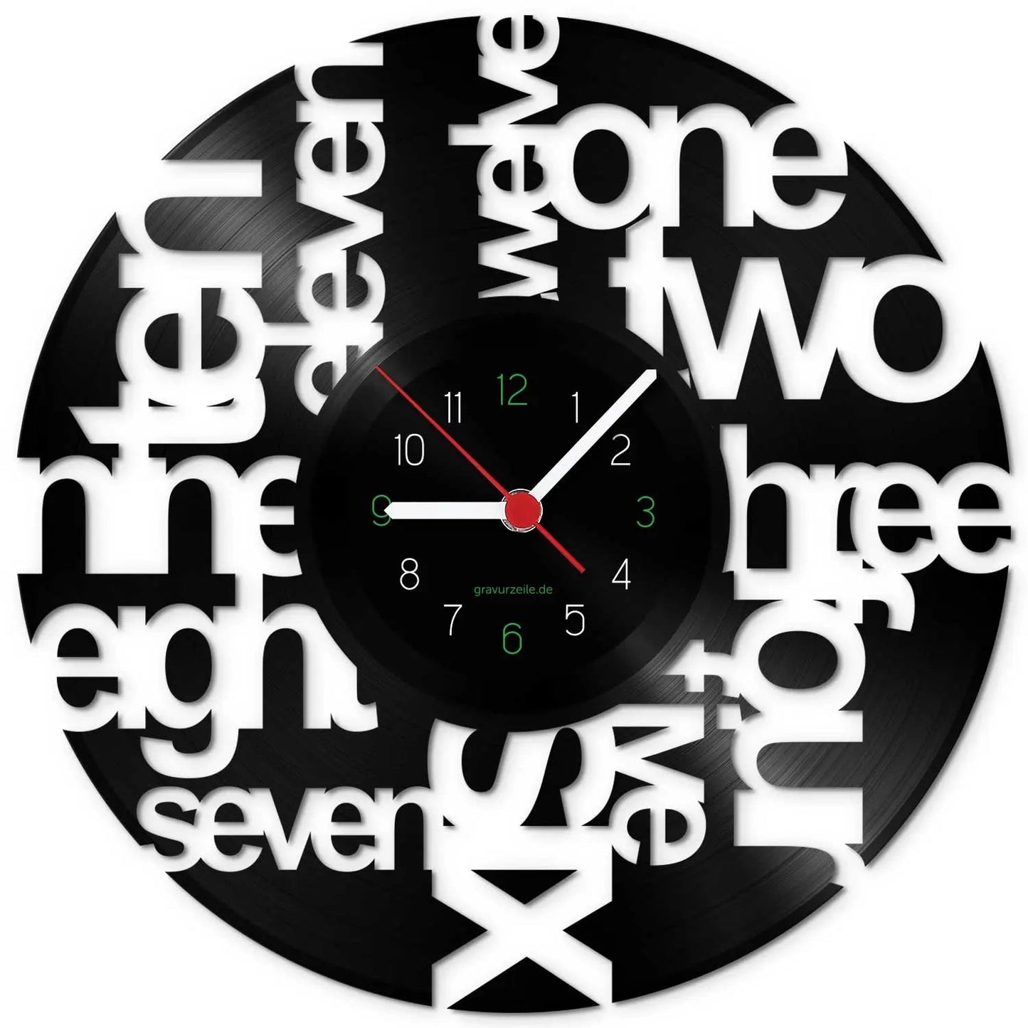 Wanduhr aus Vinyl Wortspiel