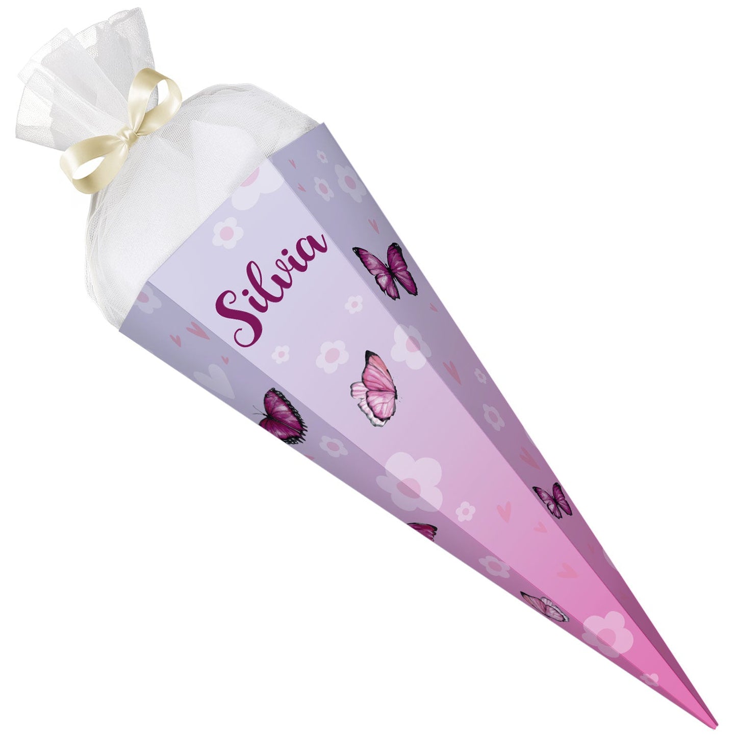Bedruckte Schultüte mit Namen - Schmetterling