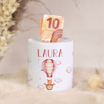 Spardose aus Keramik - Ballon Fuchs