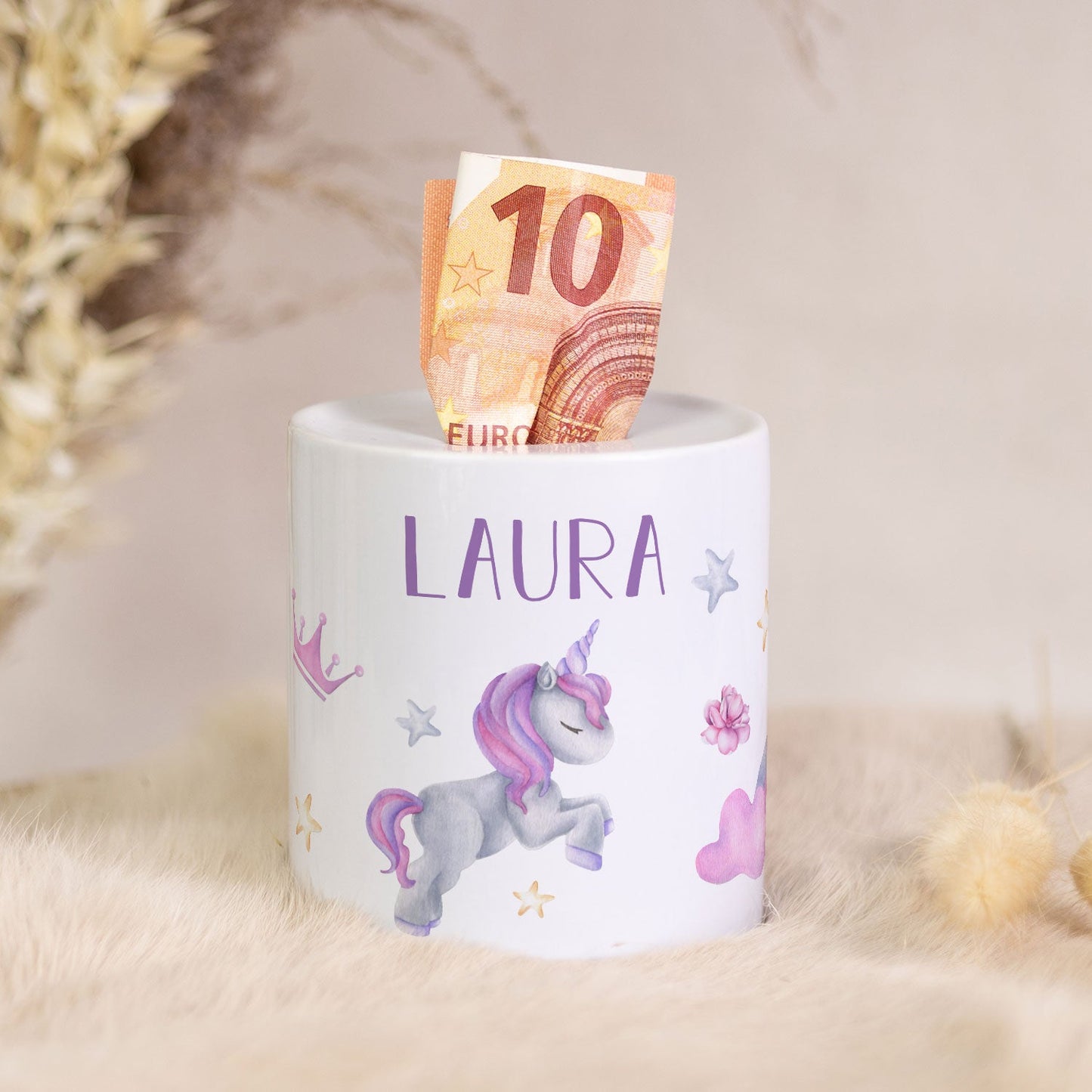 Spardose aus Keramik - Einhorn
