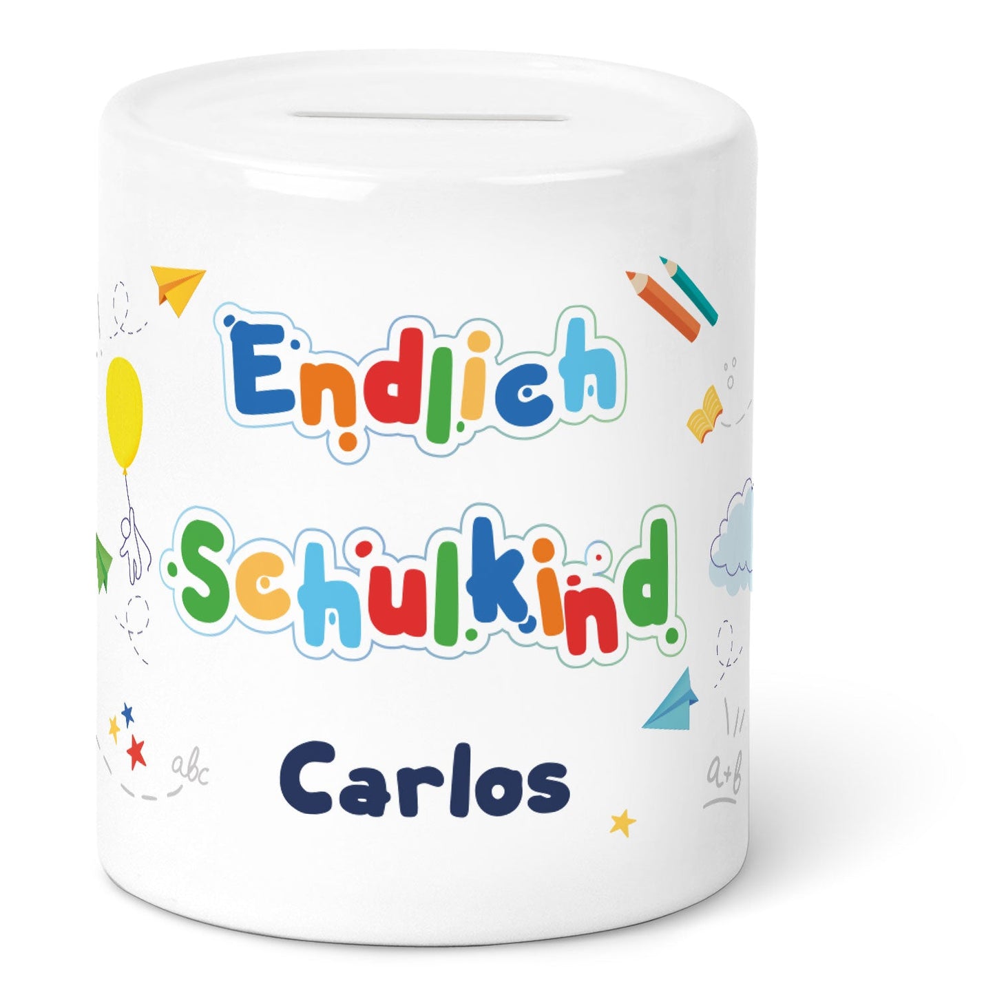 Spardose aus Keramik - Endlich Schulkind