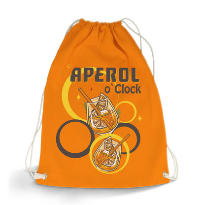 Farbiger Turnbeutel mit DTF-Druck - Aperol o'clock