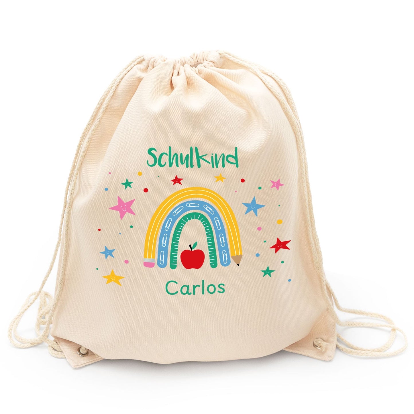 Turnbeutel für Kinder - Regenbogen Schulkind - zur Einschulung