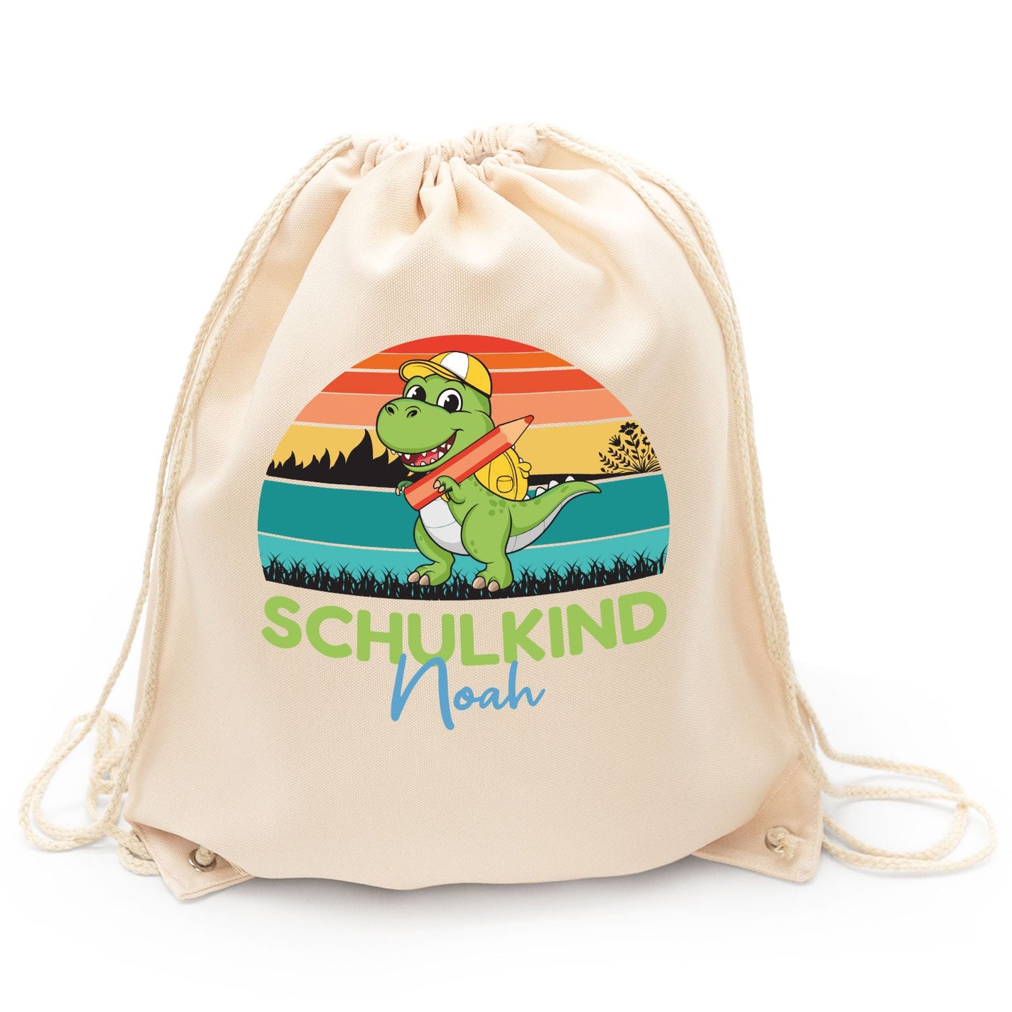 Turnbeutel für Kinder - Schulkind Dino - zur Einschulung