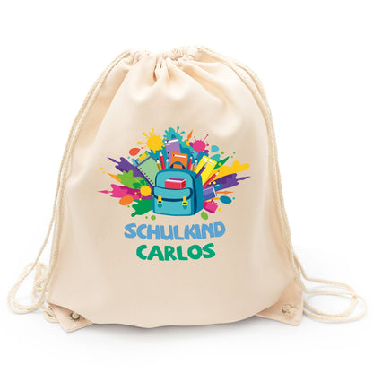 Turnbeutel für Kinder - Schulkind Rucksack - zur Einschulung
