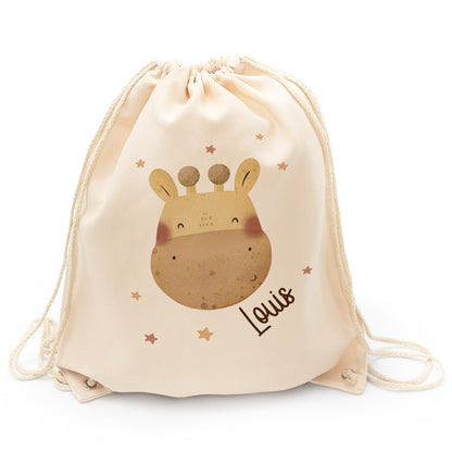 Turnbeutel mit Kindermotiv  - Tierköpfe - für Kinder
