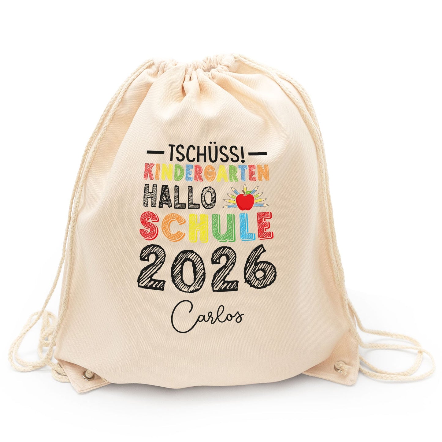 Turnbeutel für Kinder - Tschüss Kindergarten Hallo Schule - zur Einschulung