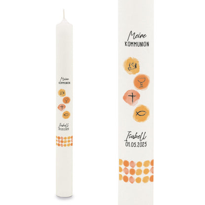 Stabkerze "Watercolor"- Kommunion Kerze mit Namen & Datum