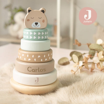 Stapelturm aus Holz (rund) von Jollein - personalisiert mit Name