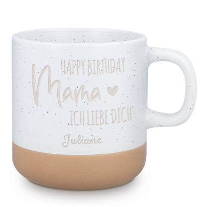 Gravierte Steingut Tasse - Happy Birthday Mama