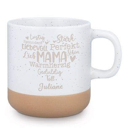 Gravierte Steingut Tasse - Mama Collage