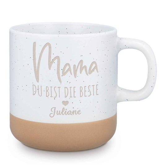 Gravierte Steingut Tasse - Mama Du bist die Beste