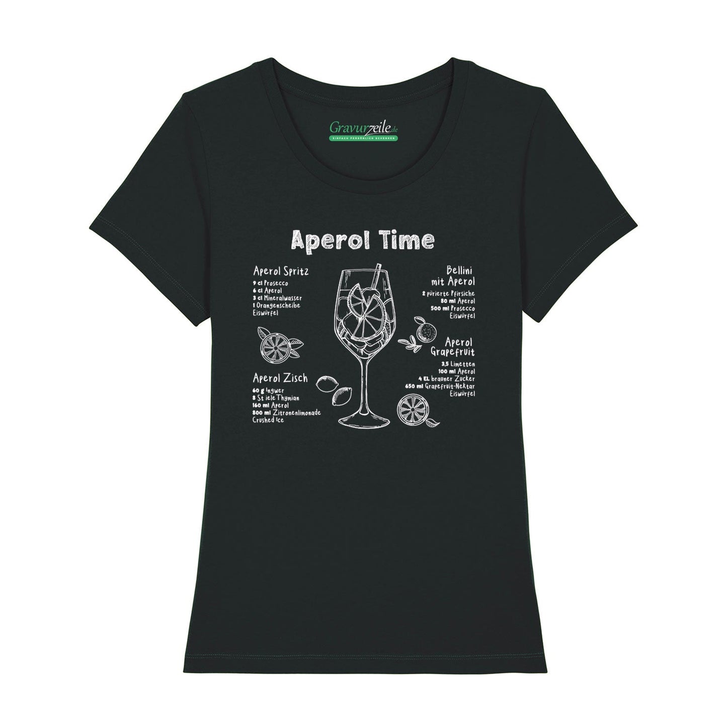 Bedrucktes T-Shirt für Damen - Aperol Rezepte