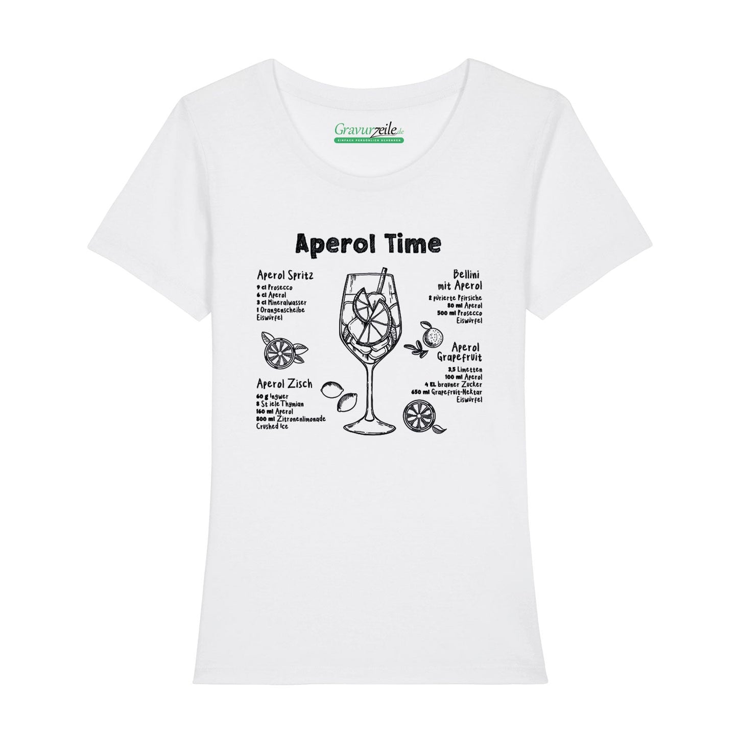 Bedrucktes T-Shirt für Damen - Aperol Rezepte