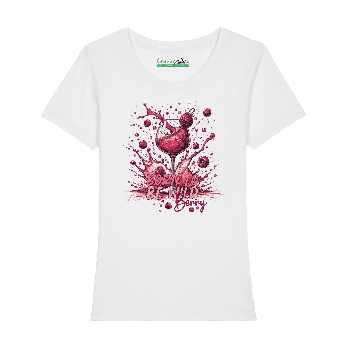 Bedrucktes T-Shirt für Damen - Born to be wild berry
