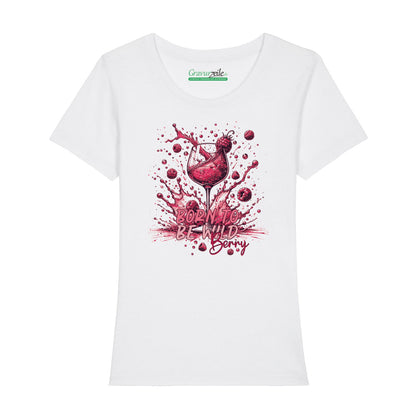 Bedrucktes T-Shirt für Damen - Born to be wild berry