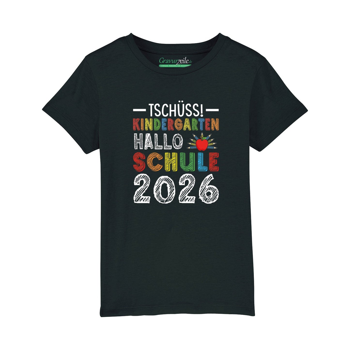 Bedrucktes T-Shirt für Kinder - Tschüss Kindergarten, Hallo Schule