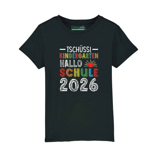 Bedrucktes T-Shirt für Kinder - Tschüss Kindergarten, Hallo Schule