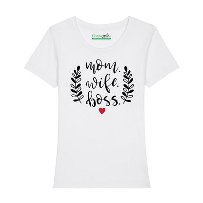 Bedrucktes T-Shirt für Damen - Mom. Wife. Boss.