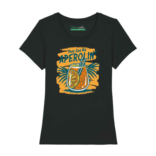 Bedrucktes T-Shirt für Damen - They see me aperolin
