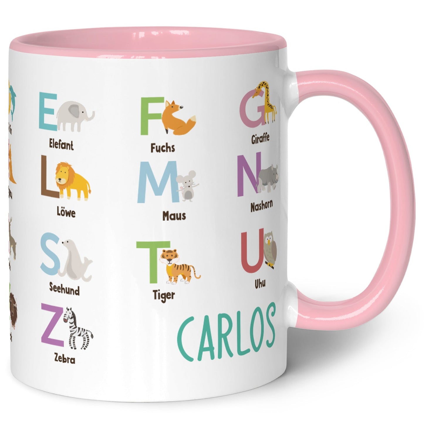 Bedruckte Tasse - ABC Tiere - Geschenk zur Einschulung