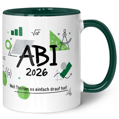 Bedruckte Tasse mit Spruch - Abi - Personalisiert mit Namen