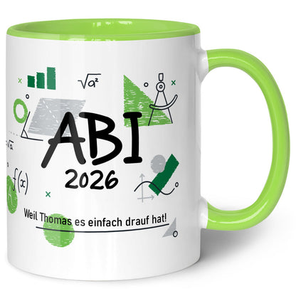 Bedruckte Tasse mit Spruch - Abi - Personalisiert mit Namen