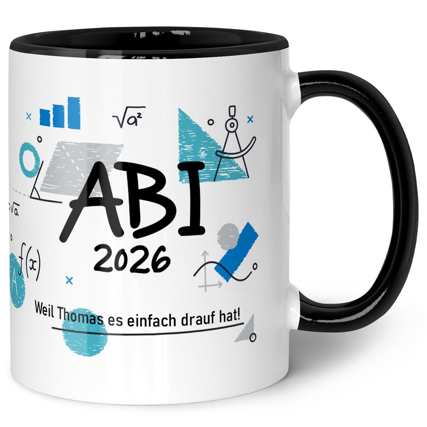 Bedruckte Tasse mit Spruch - Abi - Personalisiert mit Namen