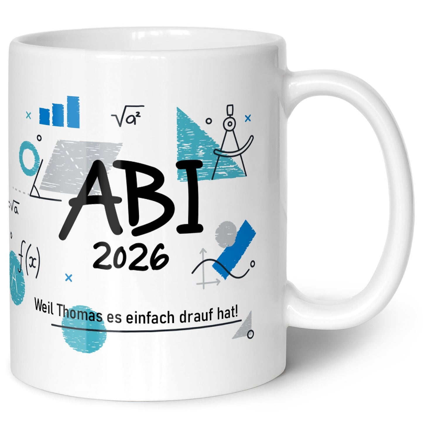 Bedruckte Tasse mit Spruch - Abi - Personalisiert mit Namen