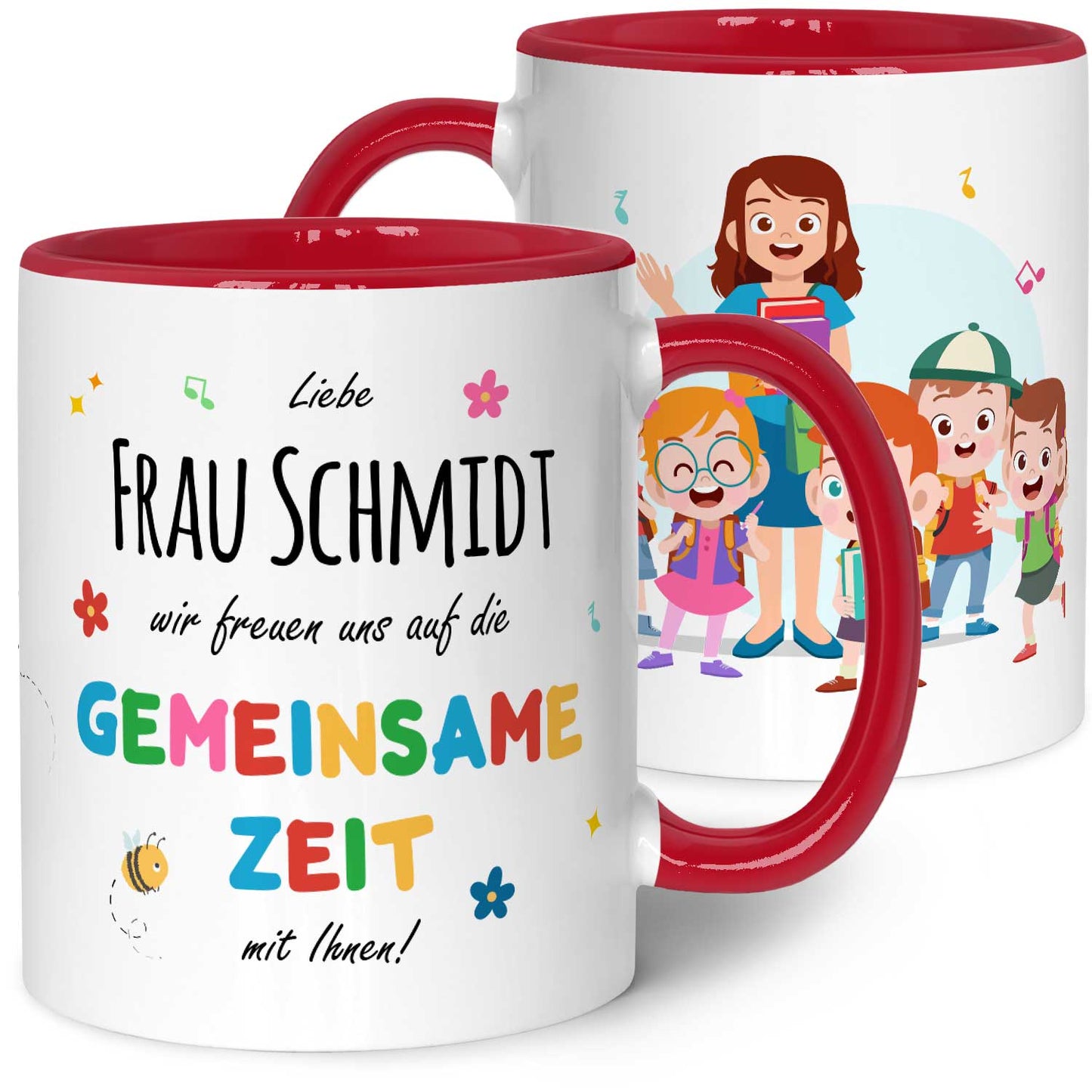 Bedruckte Tasse mit Name - Wir freuen uns auf eine gemeinsame Zeit