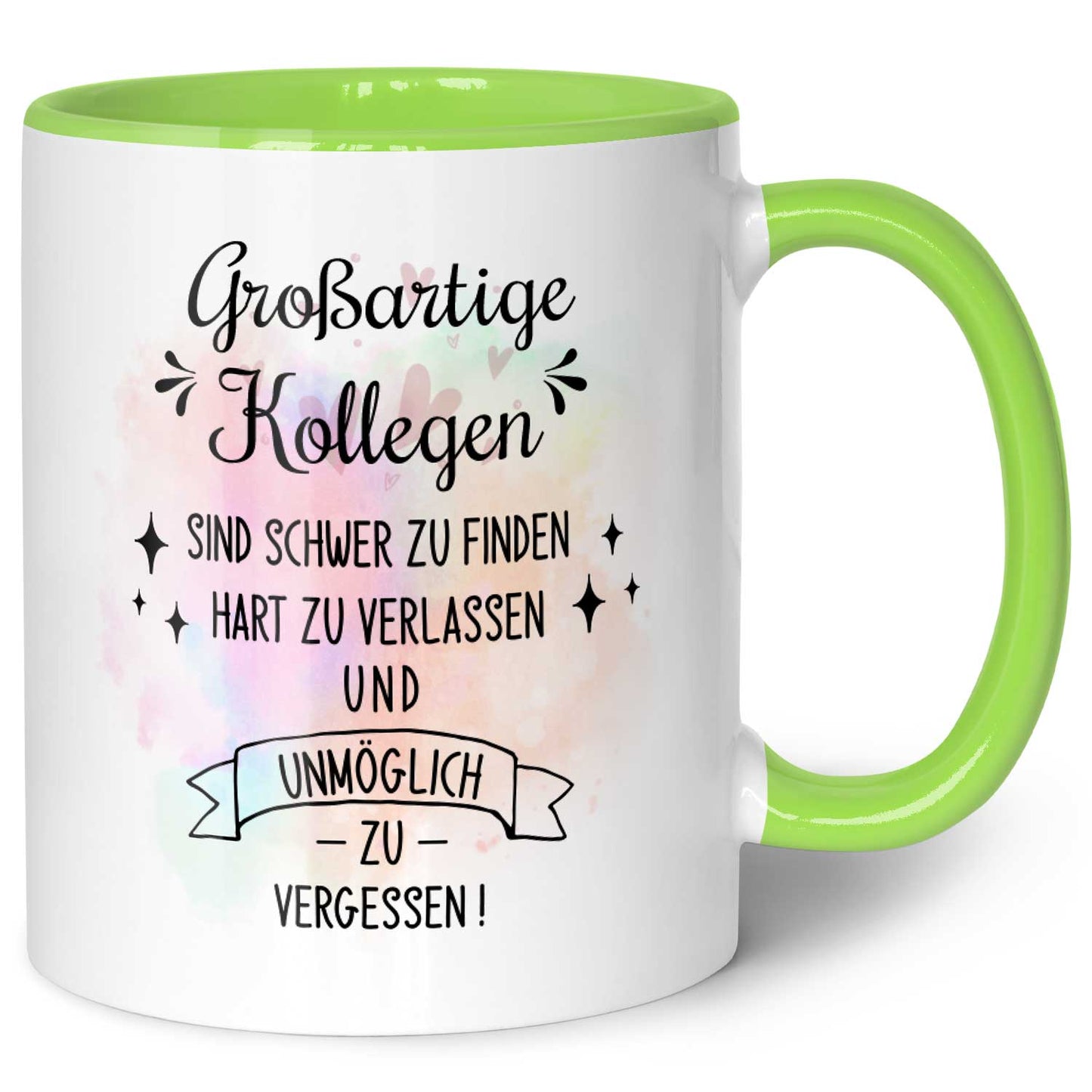 Bedruckte Tasse mit Spruch Großartige Kollegen